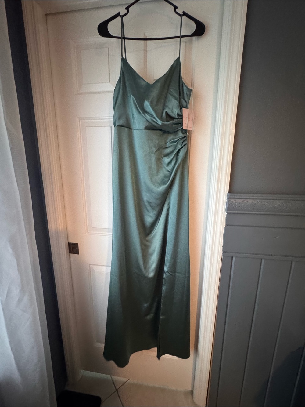 Sleeveless Satin Maxi Slip Dress in Emerald